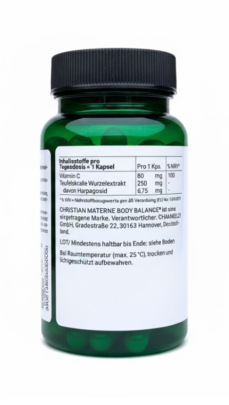 Teufelskralle Kapseln mit Vitamin C – 90 Kapseln – 250 mg Teufelskralle Wurzelextrakt – Christian Materne Body Balance