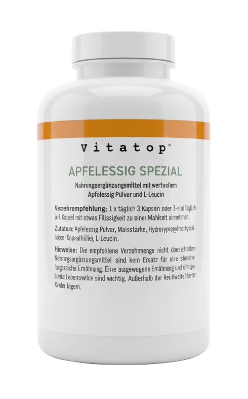 Vitatop Apfelessig Spezial – 270 Kapseln – Apfelessig Pulver & L-Leucin – 3-Monatsvorrat