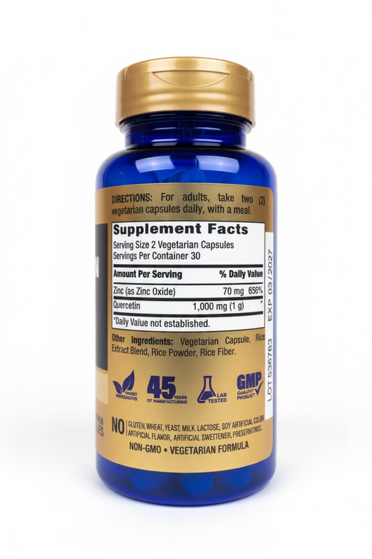 Ultra Quercetin + Zinc Complex 1070 mg – 60 vegetarische Kapseln | Bioflavonoid Supplement