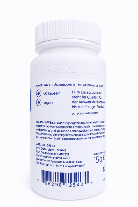 Pure Griffonia Natürliches 5 - HTP aus der afrikanischen Schwarzbohne (60) Kapseln) MHD 07/2026 🔥reduziert kaufen | mala - health