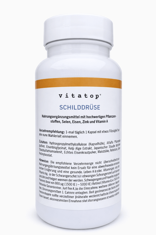 Vitatop Premium Schilddrüse – 90 Kapseln mit Selen, Zink, Eisen & Vitamin A – 3 - Monatspackung kaufen | mala - health