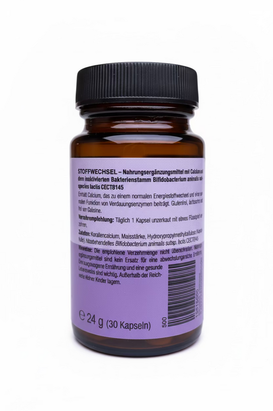 Paragon Bloom Stoffwechsel Kapseln – Calcium & Bifidobacterium BPL1 – 30 Kapseln Nahrungsergänzung