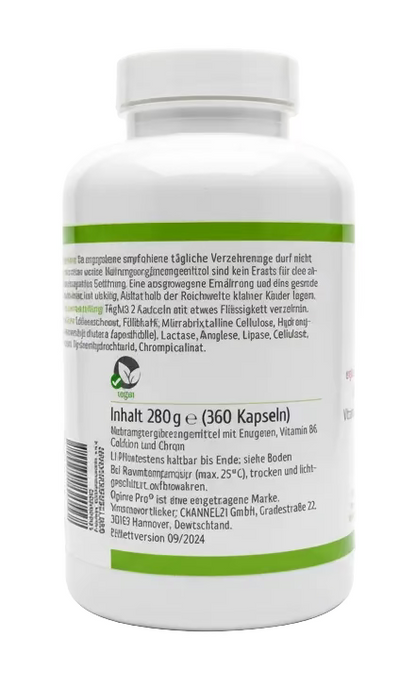 OgimaPro Enzyme Komplex – 360 Kapseln – mit Verdauungsenzymen, Vitamin B6, Calcium und Chrom