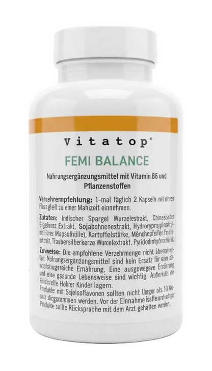 Vitatop Premium Femi Balance – Vitamin B6 & Pflanzenstoffe – 180 Kapseln (3-Monatspackung)