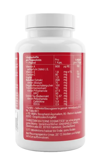 Retinol Beauty Caps – Vitamin A, C, E + OPC & Bambus Extrakt – 180 Kapseln Haut & Beauty Supplement