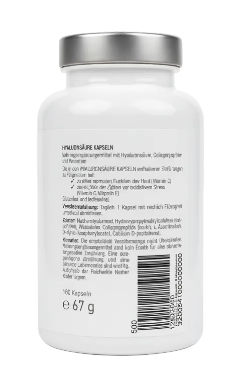 Hyaluronsäure Kapseln mit Kollagen (VERISOL®) & Vitamin C + E – 180 Kapseln Haut & Beauty Support