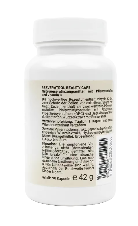 Resveratrol Beauty Caps mit OPC & Vitamin C – Antioxidant Beauty Supplement – 90 Kapseln