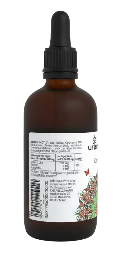 Urbrunnen Kraft Sein – Coenzym Q10, Vitamin E & Astaxanthin Tropfen – 100 ml