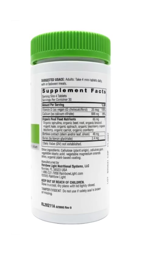 Rainbow Light Calcium Citrate Mini-Tablets – Calcium + Vitamin D3 – 120 Tabletten – Vegan & Glutenfrei