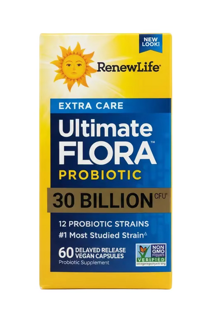 Ultimate Flora Extra Care Probiotic 30 Billion CFU – 60 Vegan Capsules | 12 Probiotic Strains