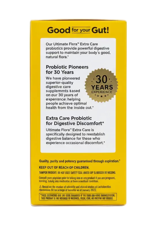 Ultimate Flora Extra Care Probiotic 30 Billion CFU – 60 Vegan Capsules | 12 Probiotic Strains