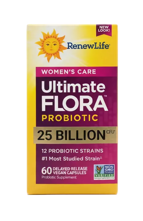 RenewLife Ultimate Flora Women’s Care Probiotic – 25 Milliarden KBE – 12 Probiotische Stämme – 60 vegane Kapseln
