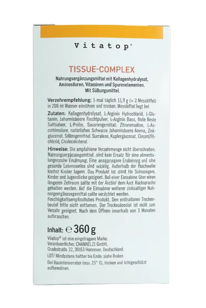 Vitatop Tissue-Complex Pulver – Kollagen + Vitamin C + Zink + Kupfer  2 Dosen Vorteilspack (2 × 360 g)