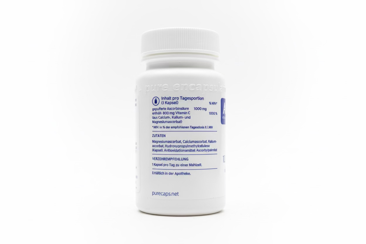 Pure Encapsulations Vitamin C 1000 gepuffert – 30 Kapseln – Mineral-Ascorbate, vegan