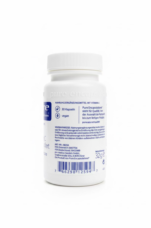 Pure Encapsulations Vitamin C 1000 gepuffert – 30 Kapseln – Mineral-Ascorbate, vegan