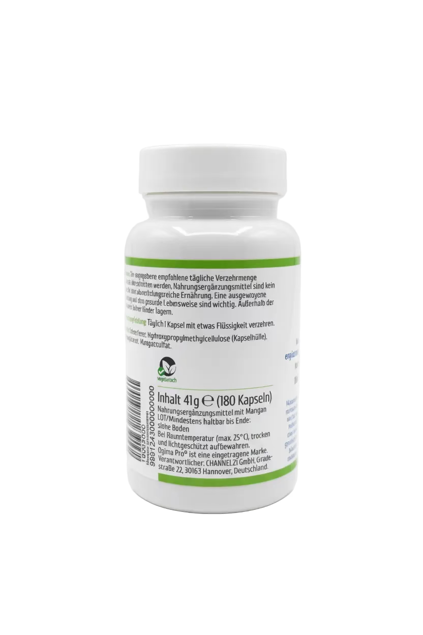 OgimaPro Mangan 180 Kapseln – 2 mg Mangan pro Kapsel – Nahrungsergänzungsmittel vegan