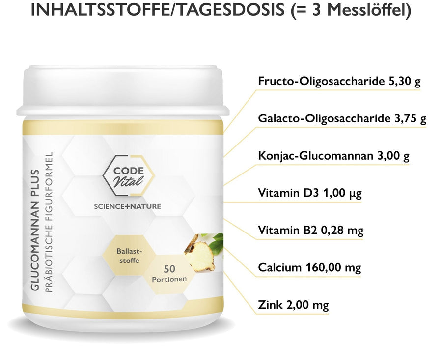 Code Vital Glucomannan Plus® – Präbiotische Figurformel | 50 Portionen