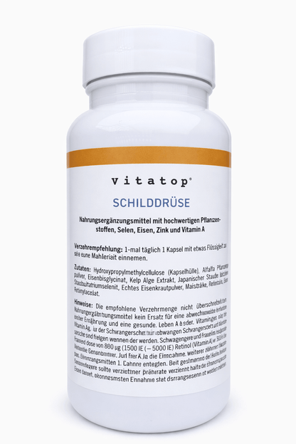Vitatop Premium Schilddrüse – 90 Kapseln mit Selen, Zink, Eisen & Vitamin A – 3 - Monatspackung kaufen | mala - health